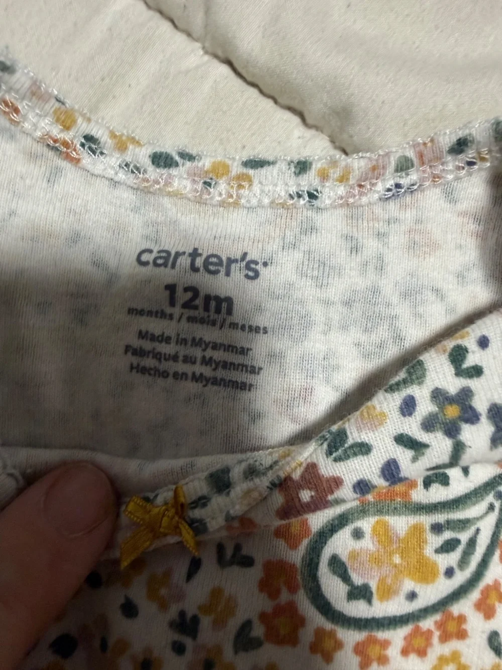 Carters Paisley Patterned 12 Month Short Sleeve One Piece Multi Colored